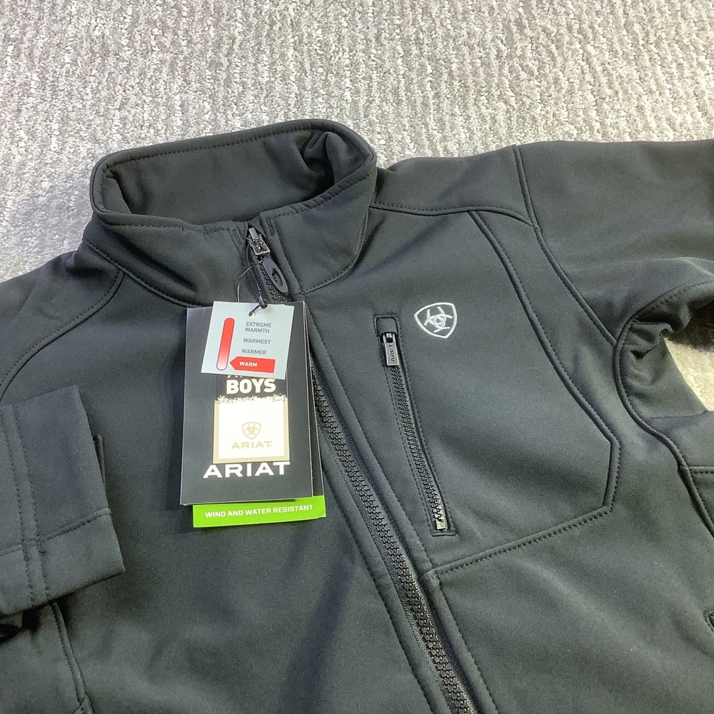 Ariat Boys Logo 2.0 Softshell Jacket Black Silver Size XS 7 NWT